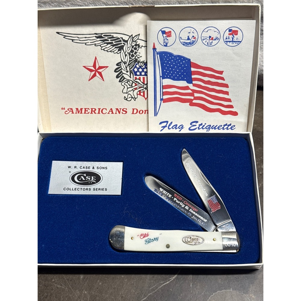 Case XX Old Glory Trapper Knife White Patriotic Limited Edition #0030/1000